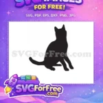 Free Sitting Cat Silhouette Free Black Domestic Pet Feline Animal Design Free SVG - Instant Download