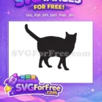 Free Walking Cat Tail Up Free Black Silhouette Feline Free SVG - Instant Download