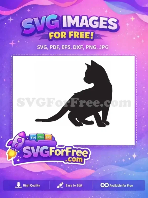 Free Cat Silhouette Design – Your Purr-fect Free SVG! A beautiful free cat silhouette design, perfect for crafters and pet lovers. This free SVG is ready for your projects!