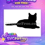 Free Lying Down Cat Free Relaxed Pose Black Cat Silhouette Free SVG - Instant Download