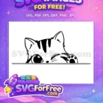 Free Peeking Winking Cat Free Striped Paw Up Cat Silhouette Free SVG - Instant Download