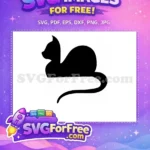 Free Black Cat Silhouette Free Sitting Pose Feline Art Free SVG 1 - Instant Download