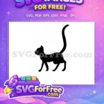 Free Black Cat Silhouette Free Sitting Elegant Pose Halloween Free SVG - Instant Download