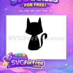 Free Black Cat Silhouette Free Elegant Curled Tail Cute Kitten Design Free SVG - Instant Download