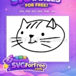 Free Hand-Drawn Cat Face Free Folded Ear Smiling Cat Silhouette Free SVG - Instant Download