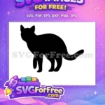 Free Walking Black Cat Free Standing Silhouette Design Free SVG - Instant Download