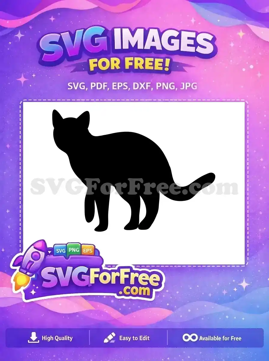 A sleek black cat silhouette, a versatile free SVG design for animal lovers and crafting projects. Download now!