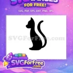 Free Black Cat Silhouette Free Elegant Feline Pose Design Free SVG - Instant Download