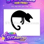 Free Hanging Black Cat Free Long Tail Silhouette Free SVG - Instant Download