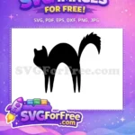 Free Arched Back Black Cat Free Scared Spooky Pose Halloween Free SVG - Instant Download