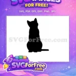 Free Black Cat Silhouette Free Sitting Cat Outline Pet Lover Design Free SVG - Instant Download