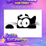 Free Peeking Black Cat Big Eyes Free Surprised Expression Cartoon Free SVG - Instant Download