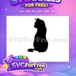 Free Sitting Black Cat Free Elegant Side View Feline Free SVG - Instant Download