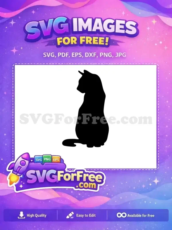 A charming free cat silhouette design, sitting gracefully, perfect for your creative projects. Download this free SVG!