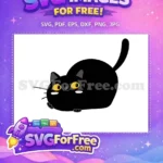 Free Crouching Black Cat Free Big Yellow Eyes Cat Silhouette Free SVG - Instant Download
