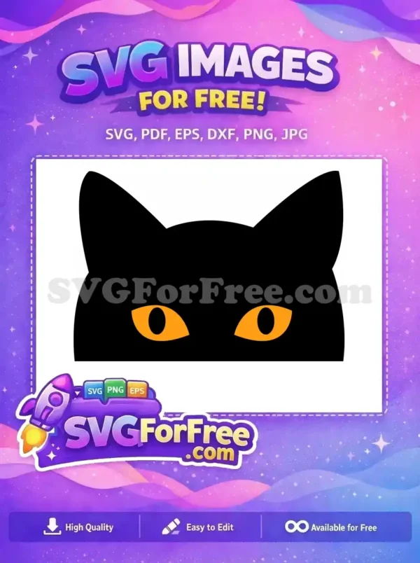 Free striking black cat eyes glowing orange in darkness, a spooky yet elegant free SVG design for your projects.