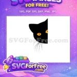 Free Black Cat Silhouette Free Glowing Orange Eyes Spooky Free SVG - Instant Download