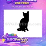 Free Sitting Cat Silhouette Free Black Cat Design Feline Pet Graphics Free SVG - Instant Download