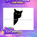 Free Spooky Orange Eyes Free Black Cat Silhouette Halloween Free SVG - Instant Download