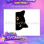 Free Black Cat Silhouette Free Peeking Orange Eyes Hocus Pocus Binx Free SVG - Instant Download