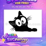 Free Shocked Big Eyes Free Peeking Black Cat Simons Cat Free SVG - Instant Download