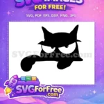 Free Grumpy Black Cat Silhouette Free Peeking With Big Eyes Cartoon Free SVG - Instant Download