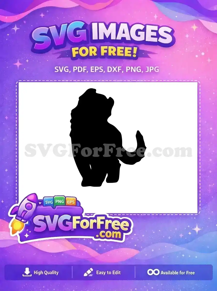 Free majestic animal silhouette SVG, an artistic design featuring a powerful, stylized creature with a curled tail.