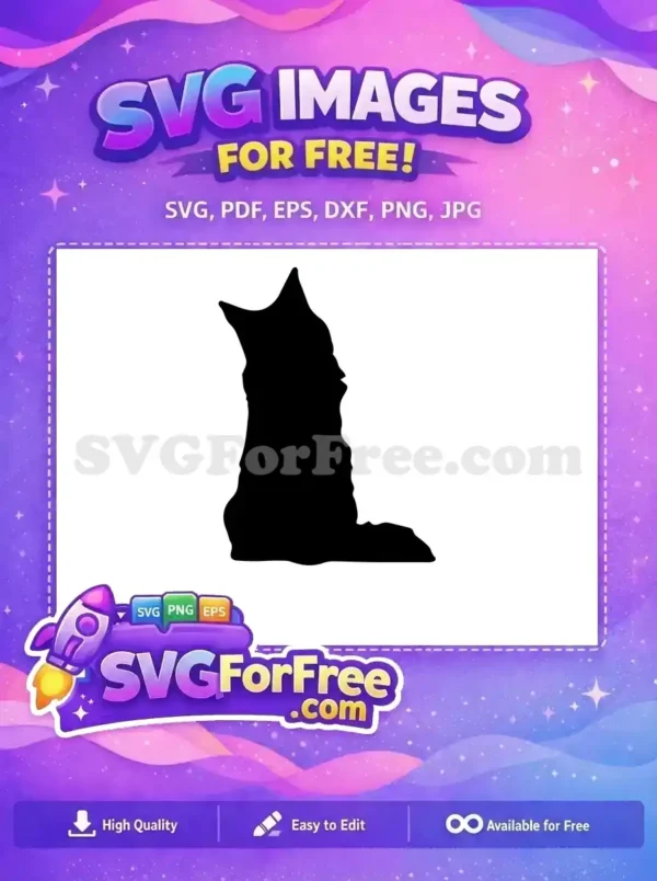 A striking black silhouette of an abstract, organic shape, reminiscent of an island map or unique profile. This free SVG design is ready for your creative projects.