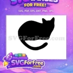 Free Black Cat Silhouette Free Curled Tail Feline Pet Graphics Free SVG - Instant Download