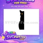 Free Black Cat Silhouette Free Glowing Orange Eye Halloween Free SVG - Instant Download