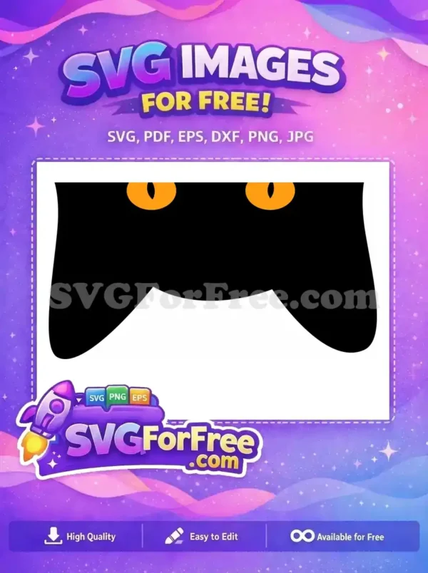 A captivating free design showcasing two striking orange cat eyes glowing intensely against a deep black background. Get this free SVG!