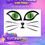 Free Piercing Green Eyes Free Black Whiskers Cat Silhouette Free SVG - Instant Download