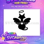 Free Cat Silhouette with Halo Free Angel Wings Memorial Free SVG - Instant Download