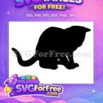 Free Black Cat Silhouette Free Sitting Feline Graphic Animal Clipart Free SVG - Instant Download