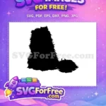 Free Shaggy Fur Cat Free Sitting Pose Black Silhouette Free SVG - Instant Download