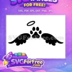 Free Angel Paw Free Halo Silhouette Cat Memorial Free SVG - Instant Download