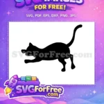 Free Running Black Cat Silhouette Free Playful Feline Graphic Animal Pet Design Free SVG - Instant Download