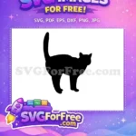 Free Black Cat Standing Free Tail Up Pose Cat Silhouette Free SVG - Instant Download