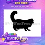 Free Sitting Cat Silhouette Free Elegant Curled Tail Pet Free SVG - Instant Download