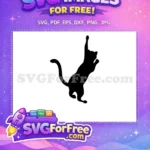 Free Stretching Paw Black Cat Free Playful Jumping Pose Feline Pet Design Free SVG - Instant Download