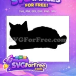 Free Fluffy Long-Haired Cat Free Relaxed Resting Pose Cat Silhouette Free SVG - Instant Download
