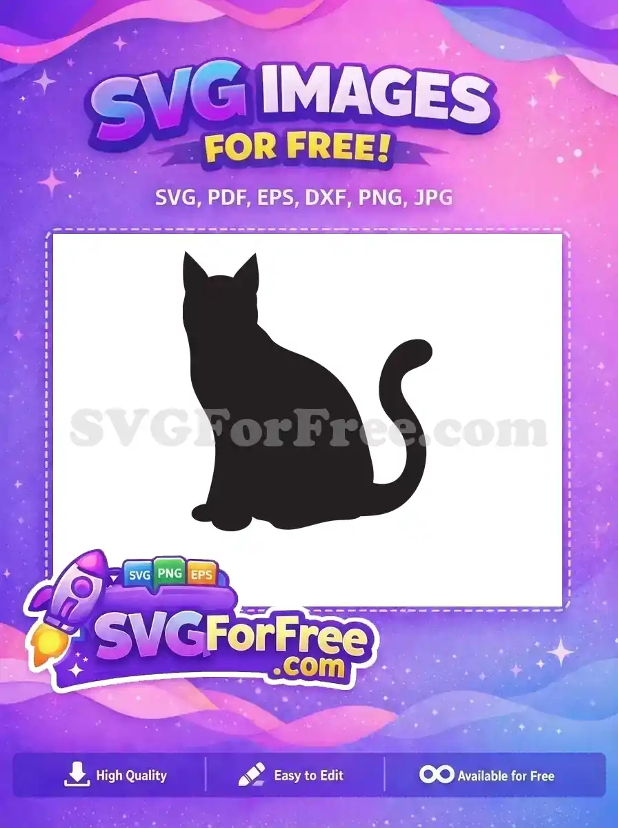 Discover this free elegant black cat silhouette, ideal for crafting, decals, and personalizing gifts. A versatile free design.