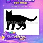 Free Black Cat Silhouette Free Elegant Side Profile Cat Free SVG - Instant Download