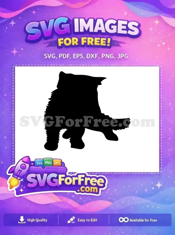 Free adorable fluffy animal silhouette SVG, ideal for crafting and digital design. This charming free vector brings playful style.