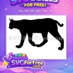 Free Black Lynx Silhouette Free Walking Pose Wild Cat Free SVG - Instant Download