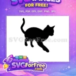 Free Stalking Cat Outline Free Black Pet Design Free SVG - Instant Download