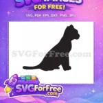 Free Sitting Black Cat Silhouette Free Side Profile Outline Pet Lover Free SVG - Instant Download