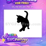 Free Stretching Cat Silhouette Free Black Cat Design Feline Free SVG - Instant Download