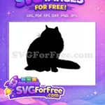 Free Black Cat Silhouette Free Elegant Curled Tail Feline Pet Design Free SVG 2 - Instant Download