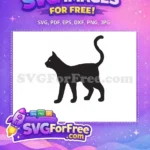 Free Black Cat Silhouette Free Walking Pose Pet Vector Free SVG - Instant Download